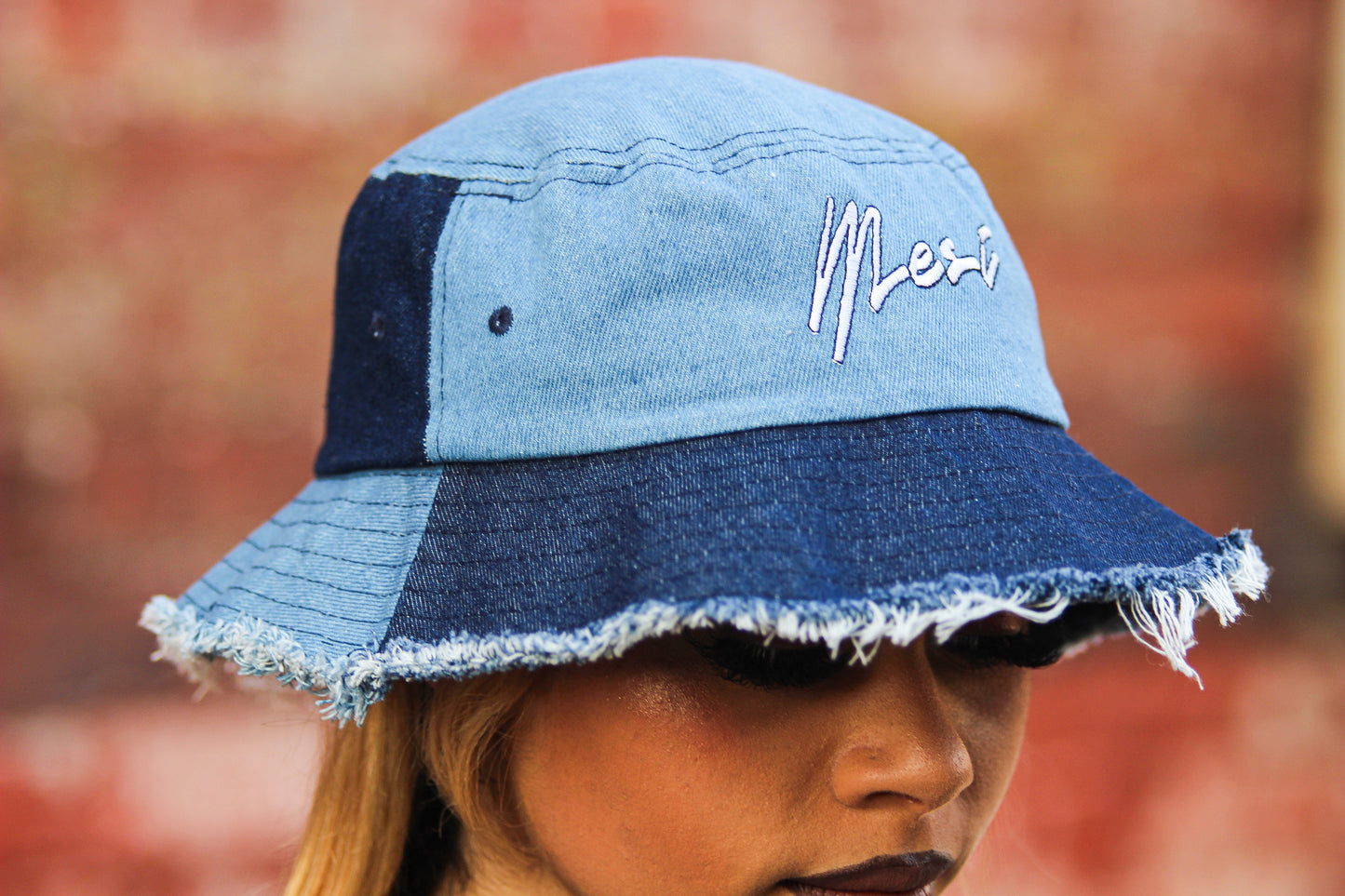 Mesi Distressed Denim Bucket Hat