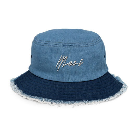 Mesi distressed denim bucket hat